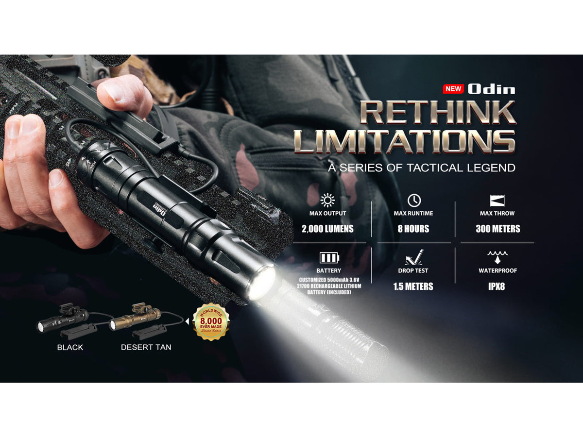 Olight Odin 2000 Lumens LED Rechargeable Flashlight Black