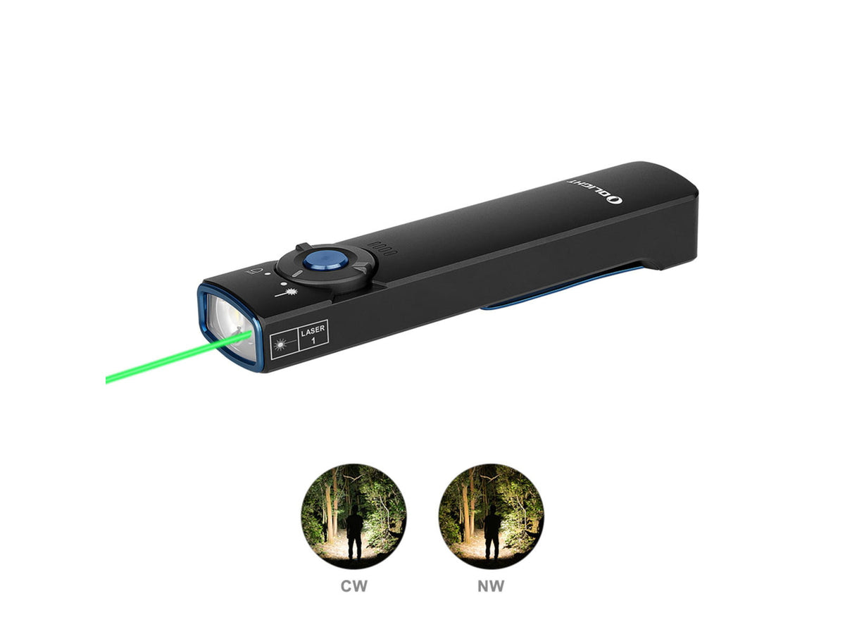 Olight Arkfeld 1000 Lumen LED Rechargeable EDC Flashlight & Green Laser Black 6972378127587