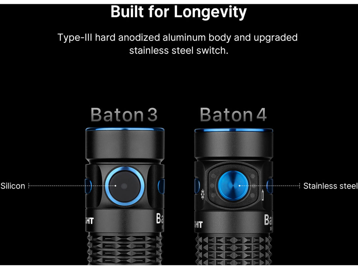 Olight Baton 4 1300 Lumens LED Rechargeable EDC Flashlight Black