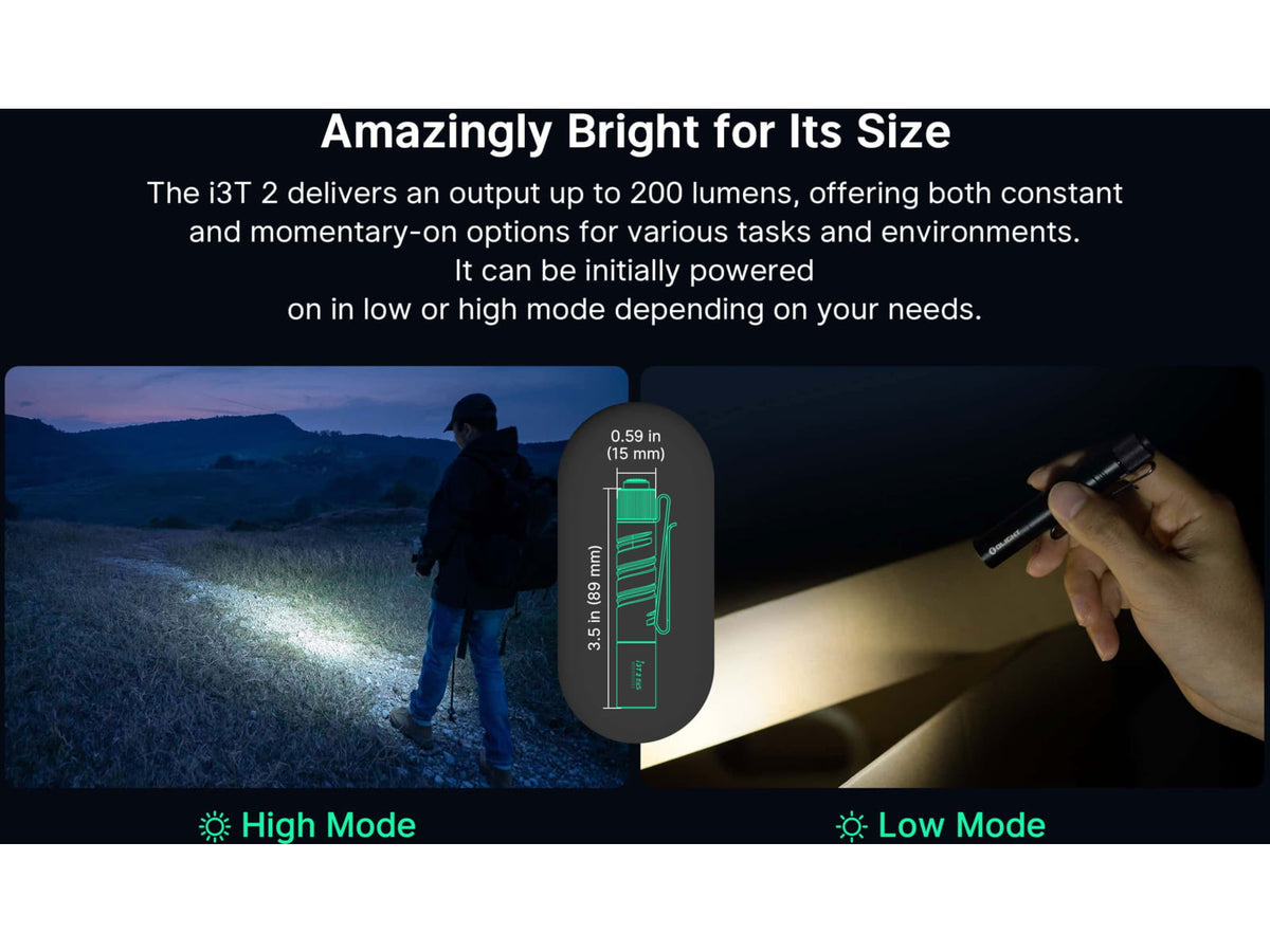 Olight i3T 2 200 Lumens LED EDC Flashlight Use 1x AAA Black 6975498002901