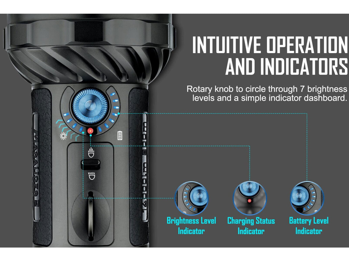 Olight Marauder 2 14000 Lumens LED Long Throw Rechargeable Flashlight Black