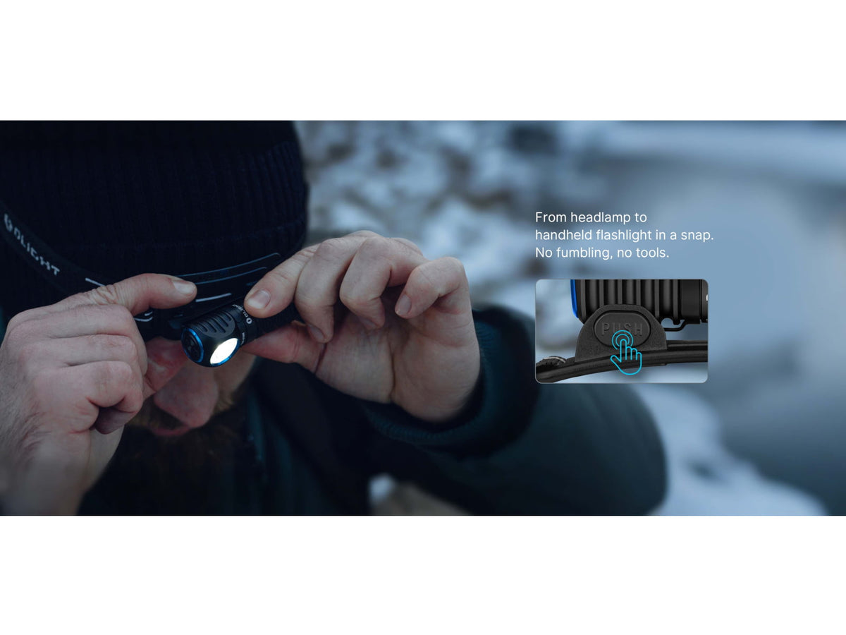 Olight Perun 3 Mini USB-C Rechargeable 1250 Lumens LED Compact Right-Angle Headlamp Black