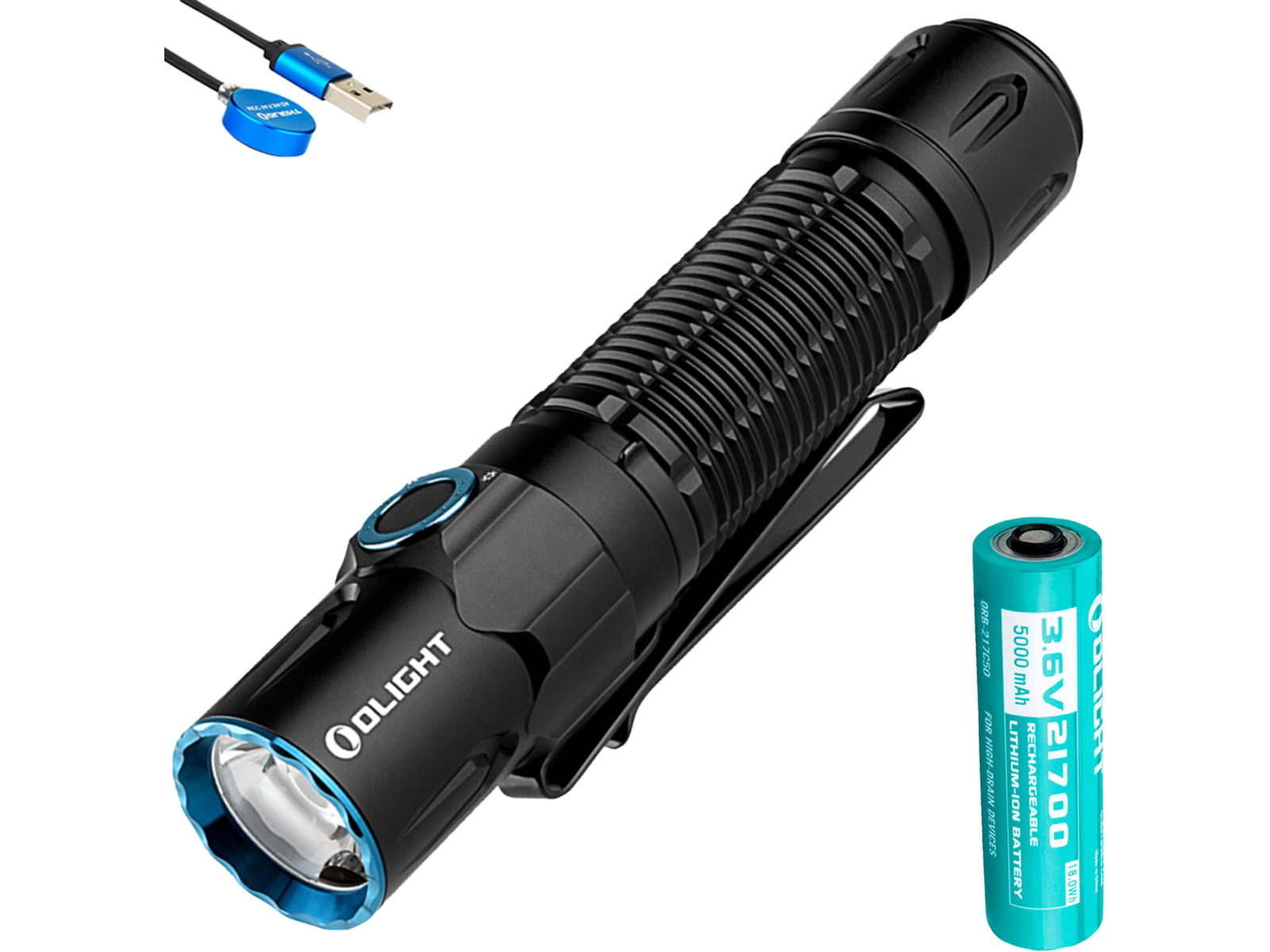 Olight Warrior 3S 2300 Lumens LED Rechargeable Tactical Flashlight Black 6972378125538