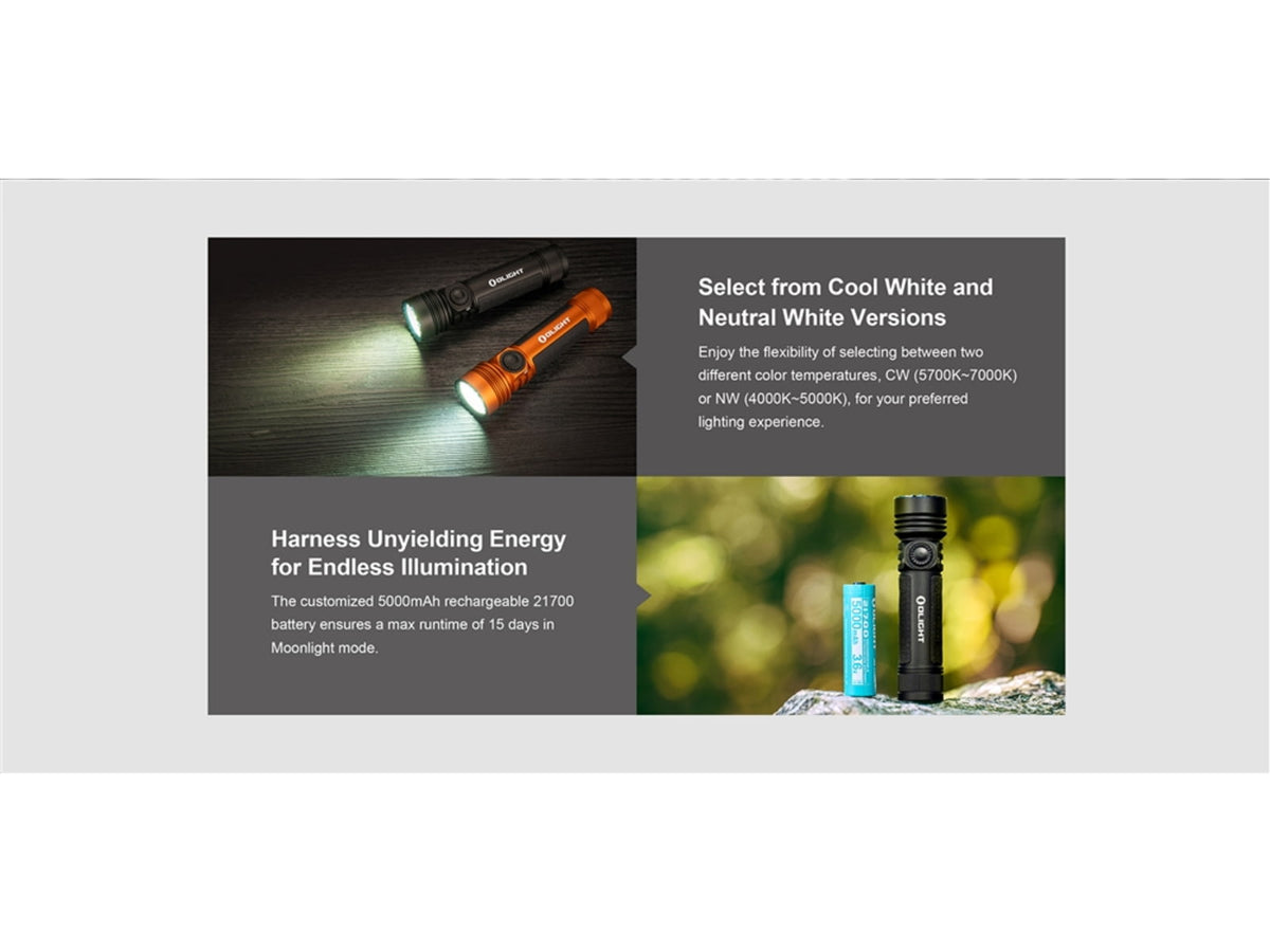 Olight Seeker 4 Pro CW 4600 Lumens LED Rechargeable Flashlight Black