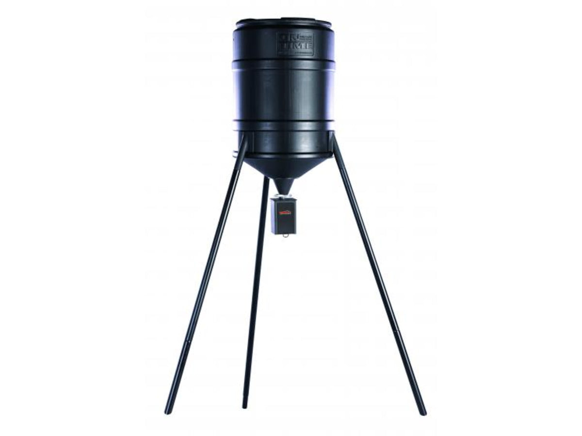 On Time Wildlife Feeders Tomahawk Vl Feeder w/ 25 Gal Tripod Black 42200