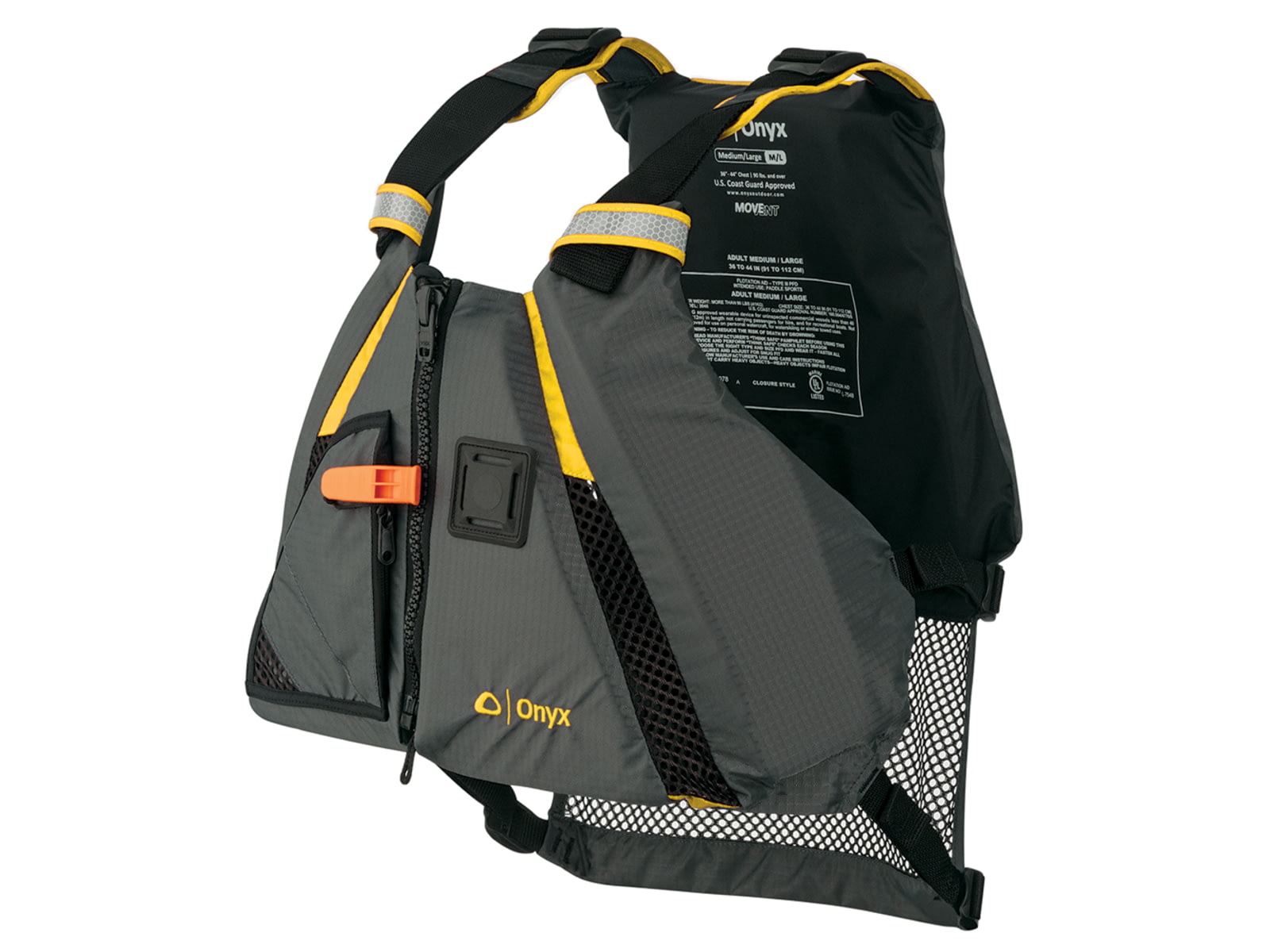 Onyx Outdoor Movement Dynamic Paddle Sports Vest - Yellow/Grey - Medium/Large 122200-300-040-18