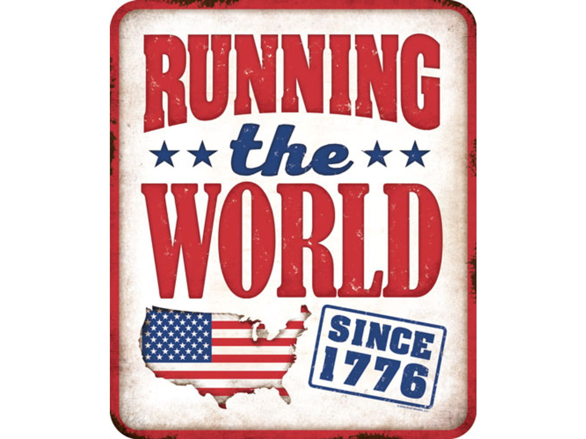 Open Road Brands Die Cut Emb Tin Sign Running The World