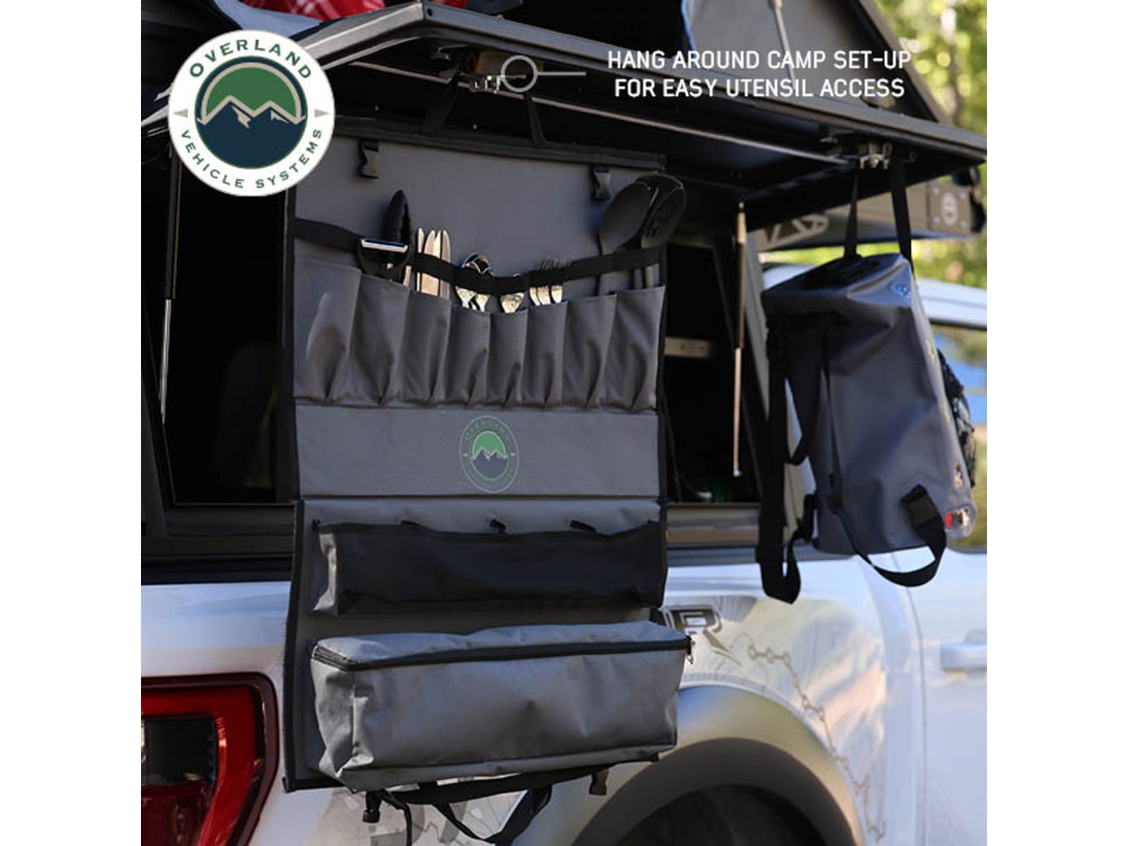 USED Overland Vehicle Systems Kitchen Kit - 24 Piece Cooking and Utensil Kit Hanging Carrying Case Grey