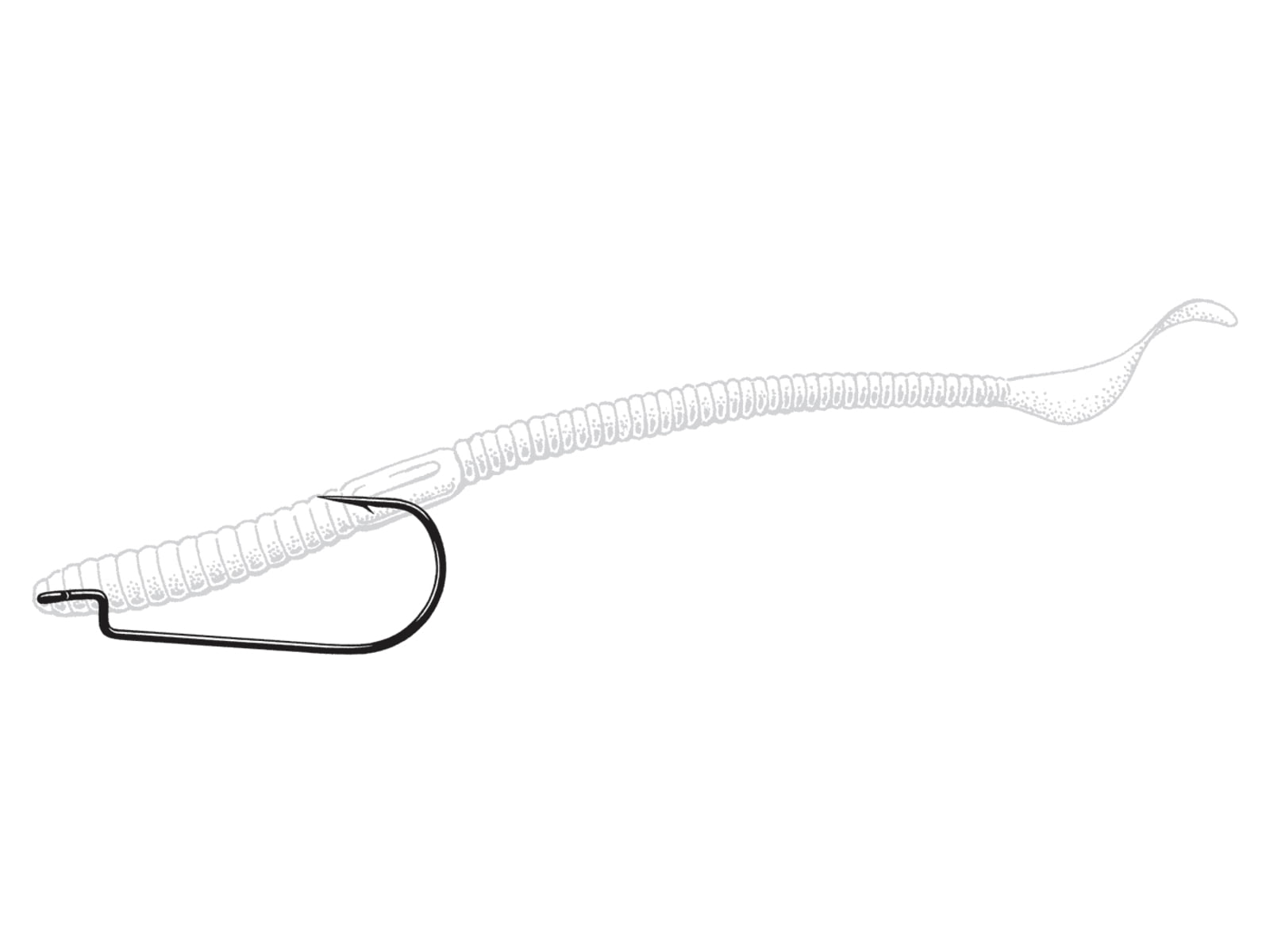 Owner Hooks All Purpose Worm Hook Needle Point Round Bend 1X Strong Black Chrome Size 2/0 5 Per Pack