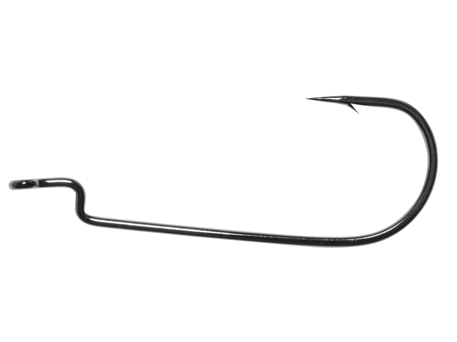 Owner Hooks All Purpose Worm Hook Needle Point Round Bend 1X Strong Black Chrome Size 2/0 5 Per Pack