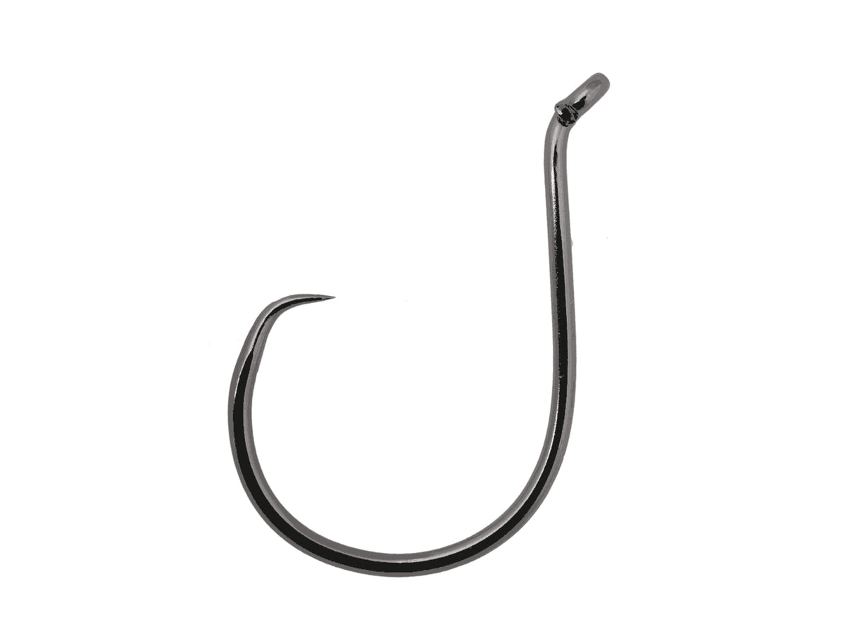 Owner Hooks SSW Barbless Circle Hook Hangnail Point Wide Gap Circle Up Eye Black Chrome Size 4/0 7 Per Pack 5176-141