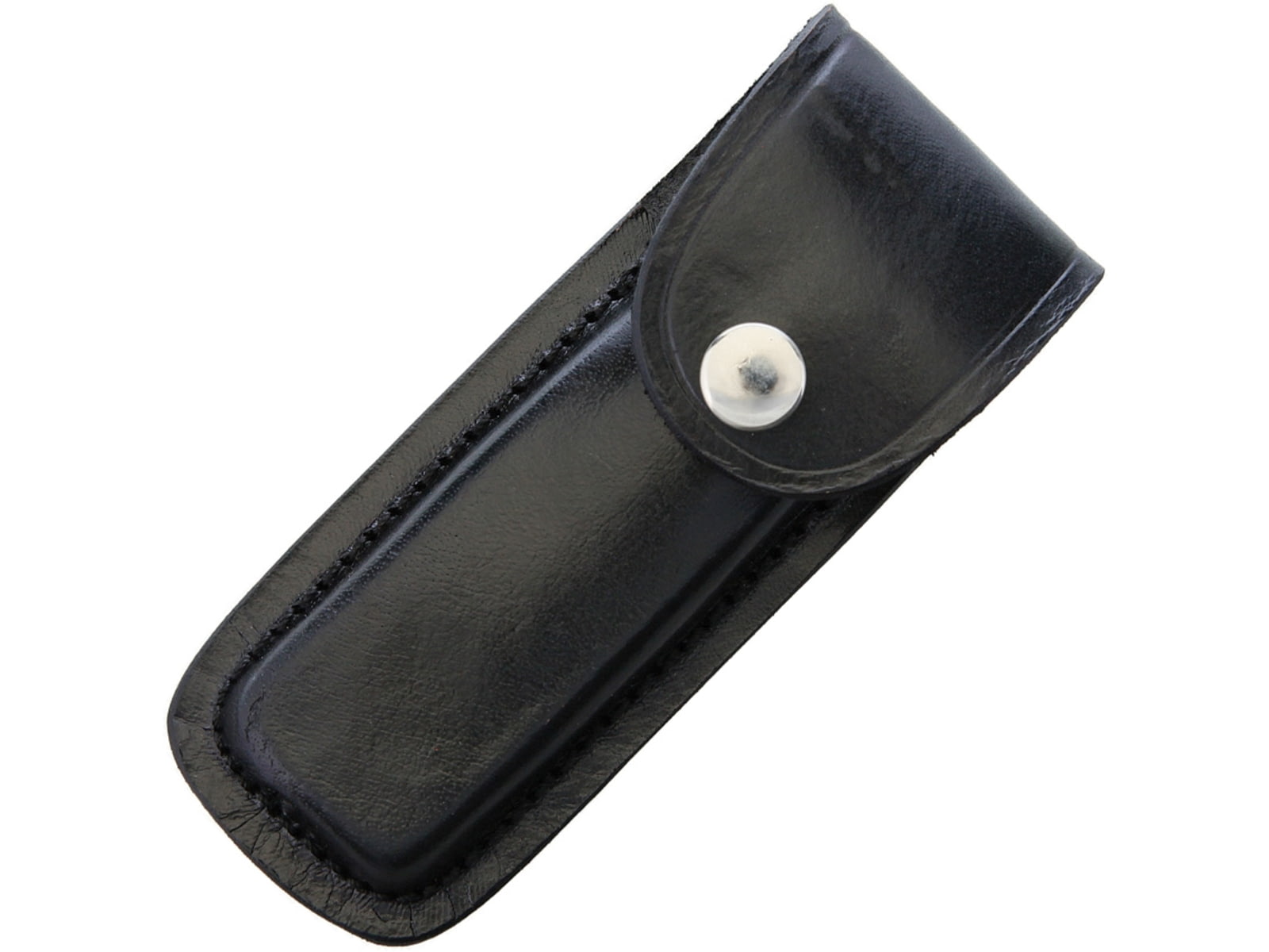 Pakistan Leather Sheath Fits Most 5in Folding Knife Snap Closure Black SHE-2033225