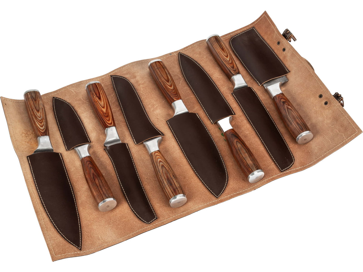 Paladin Chef Kitchen Knife Set - 8 Pieces Damascus Wood Handle PE-CK-6503