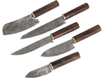 Paladin Japanese Santoku Chef Kitchen Knife Set - 5 Pieces Damascus Hardwood