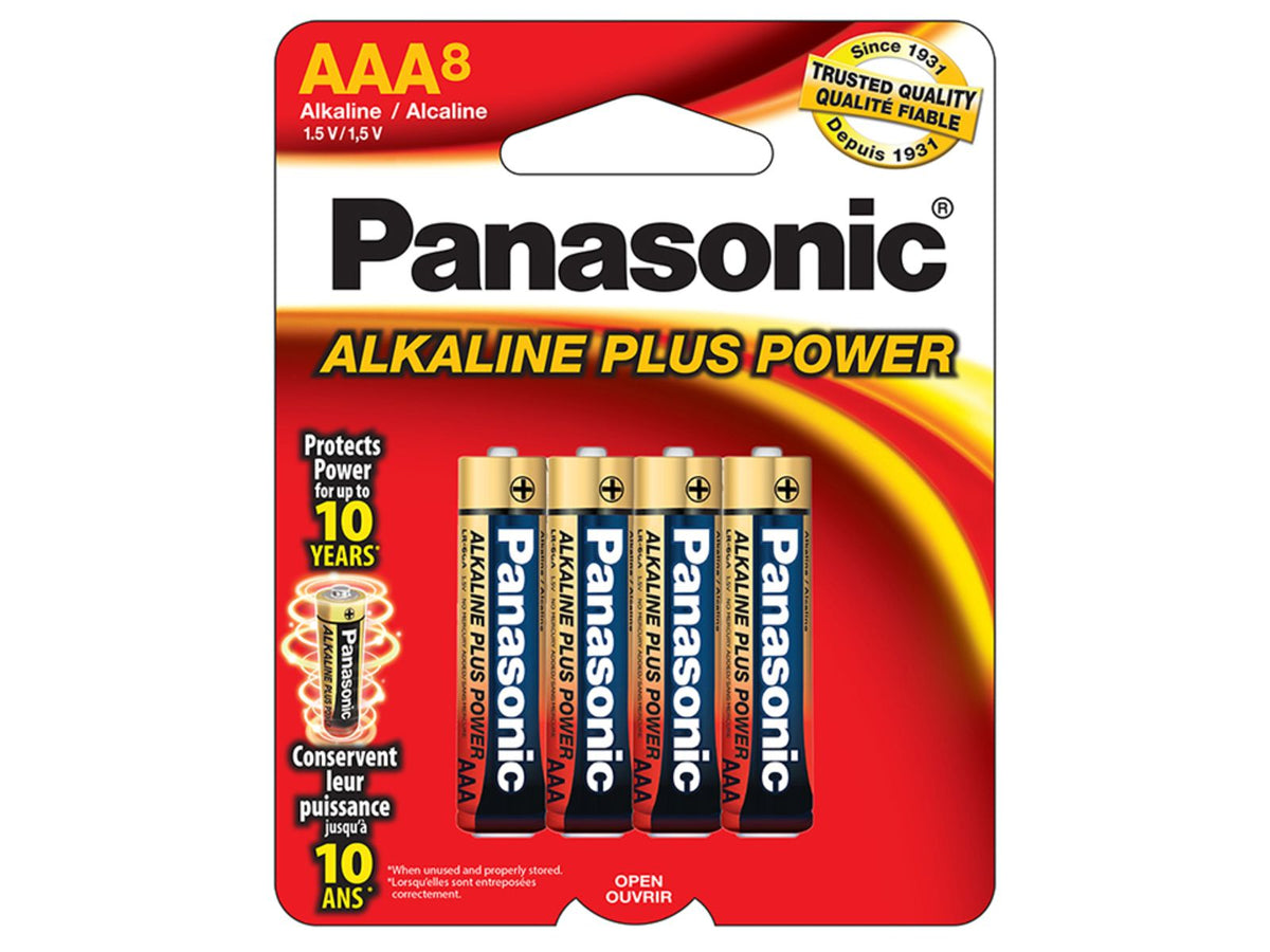 Panasonic Aklaline Size AAA Plus Power Batteries - Pack of 8