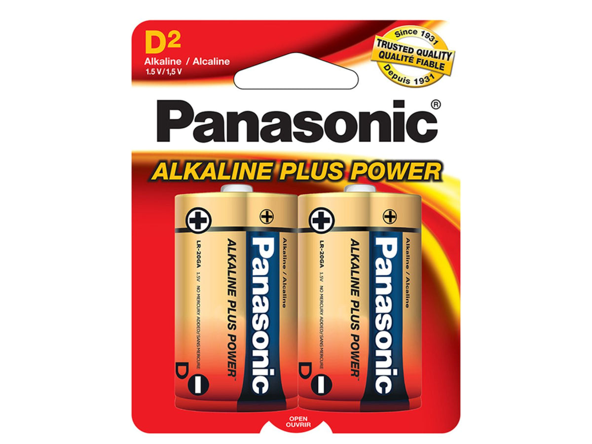 Panasonic Alkaline Size D Plus Power Batteries - Pack of 2 AM-1PA/2B