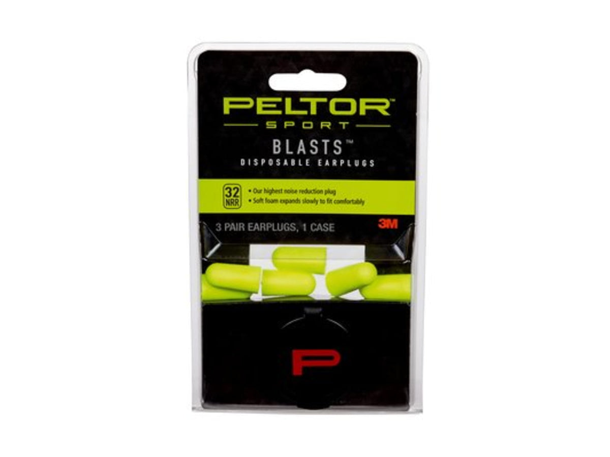 Peltor Sport Blasts Disposable Earplugs 3Pair Pack Neon Yellow 10/Case