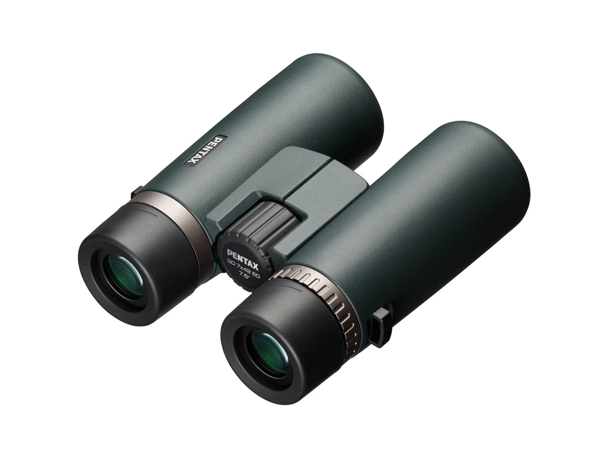Pentax SD 7x42mm ED Roof Prism Binoculars Thermoplastic Elastomer Resin Dark Green Compact 62893