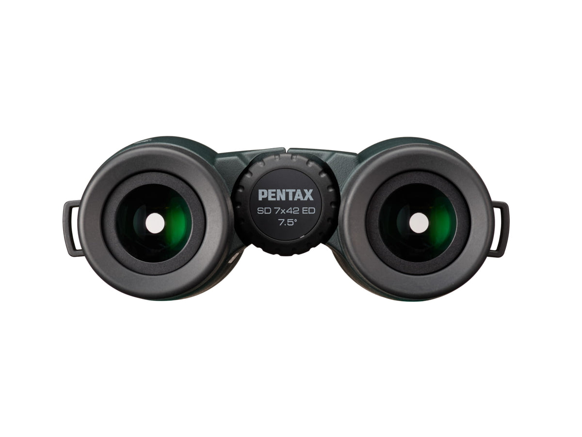 Pentax SD 7x42mm ED Roof Prism Binoculars Thermoplastic Elastomer Resin Dark Green Compact 62893