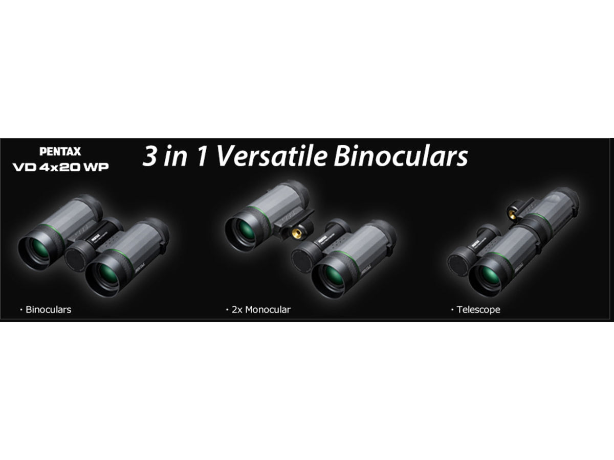 Pentax VD 4 X 20mm WP Detachable Binoculars/Telescope Gray/Black Medium 63600