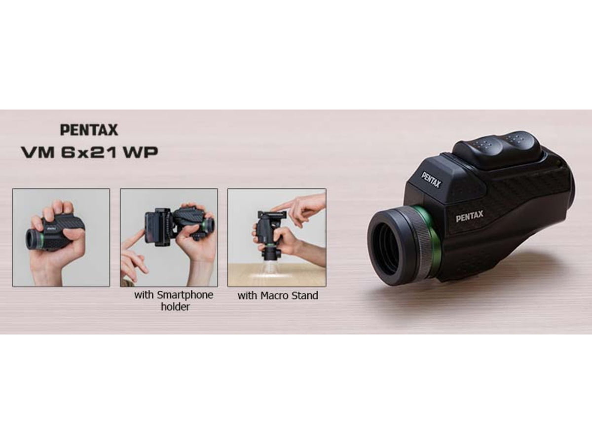 Pentax VM 6 X 21mm WP Premium Monocular Kit w/Smartphone and Micro Adapters Black Medium