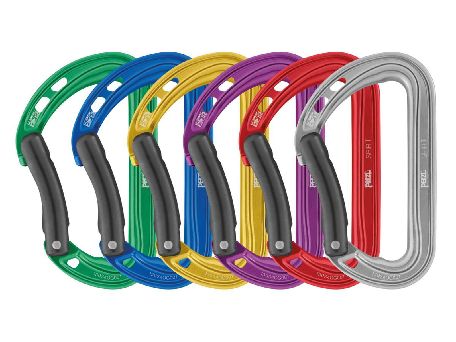 Petzl Spirit Bent Carabiner - 6 Pack Blue/Gray/Violet/Green/Red/Yellow