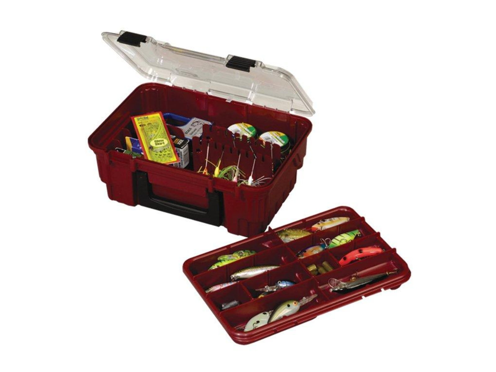 Plano Satchel w/ Lift Out Tray Maroon/Clear Large PMC134830