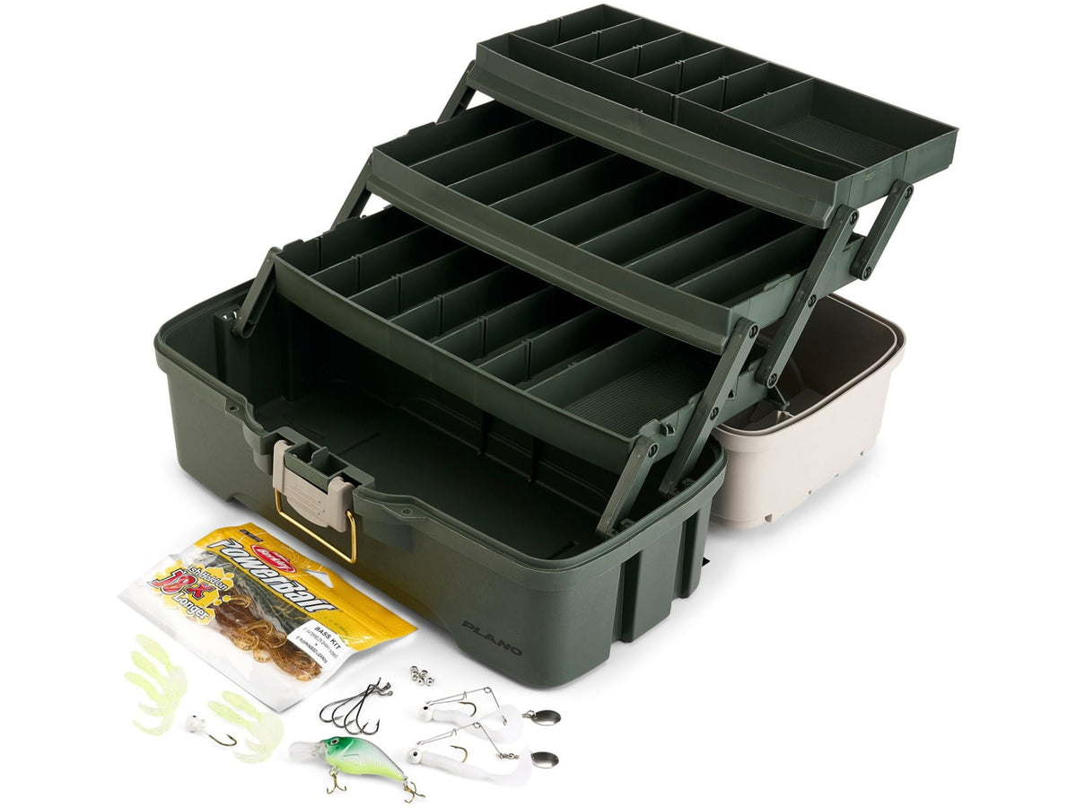 Plano Three-Tray Tackle Box Bass KitTan/Green P000410