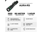 Police Security Flashlights Aura-RS 260 Lumen LED Bulb Rechargeable Penlight Black 98656