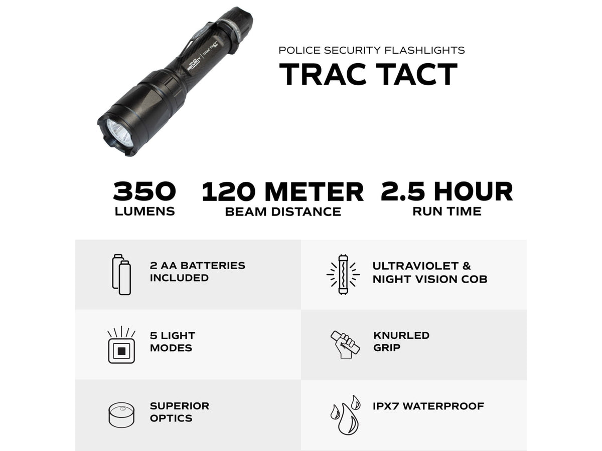 Police Security Flashlights Trac Tact 350 Lumen LED Flashlight Black 97999