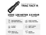 Police Security Flashlights Trac Tact-R 1000 Lumen LED Rechargeable Flashlight Black 98868
