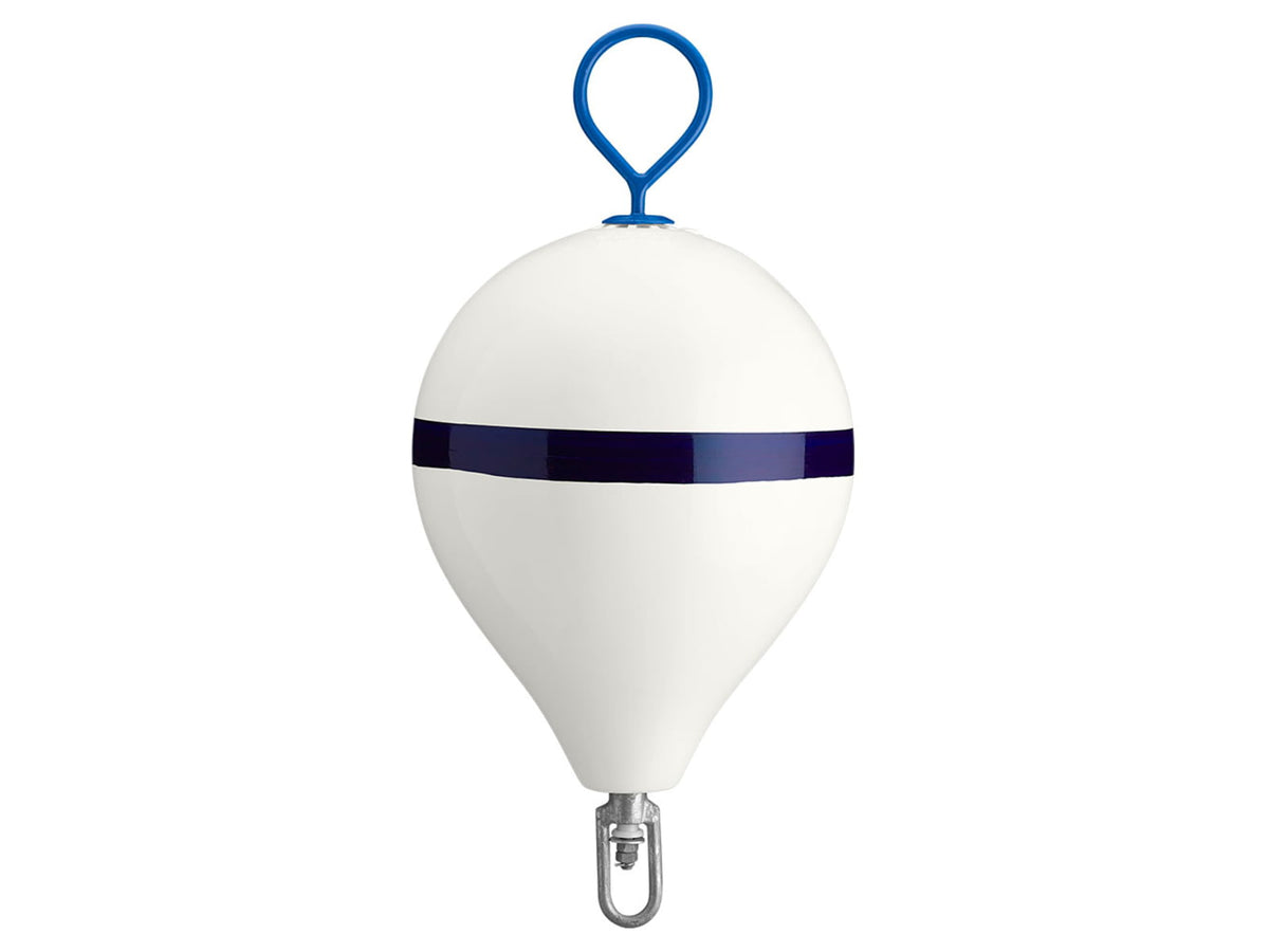 Polyform U.S. Mooring Buoy w/Iron 17" Diameter - White Blue Stripe CM-3 WH-STR