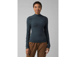 prAna Foundation Rib Mock Neck - Women's Small Grey Blue Heather