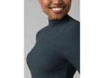 prAna Foundation Rib Mock Neck - Women's Small Grey Blue Heather
