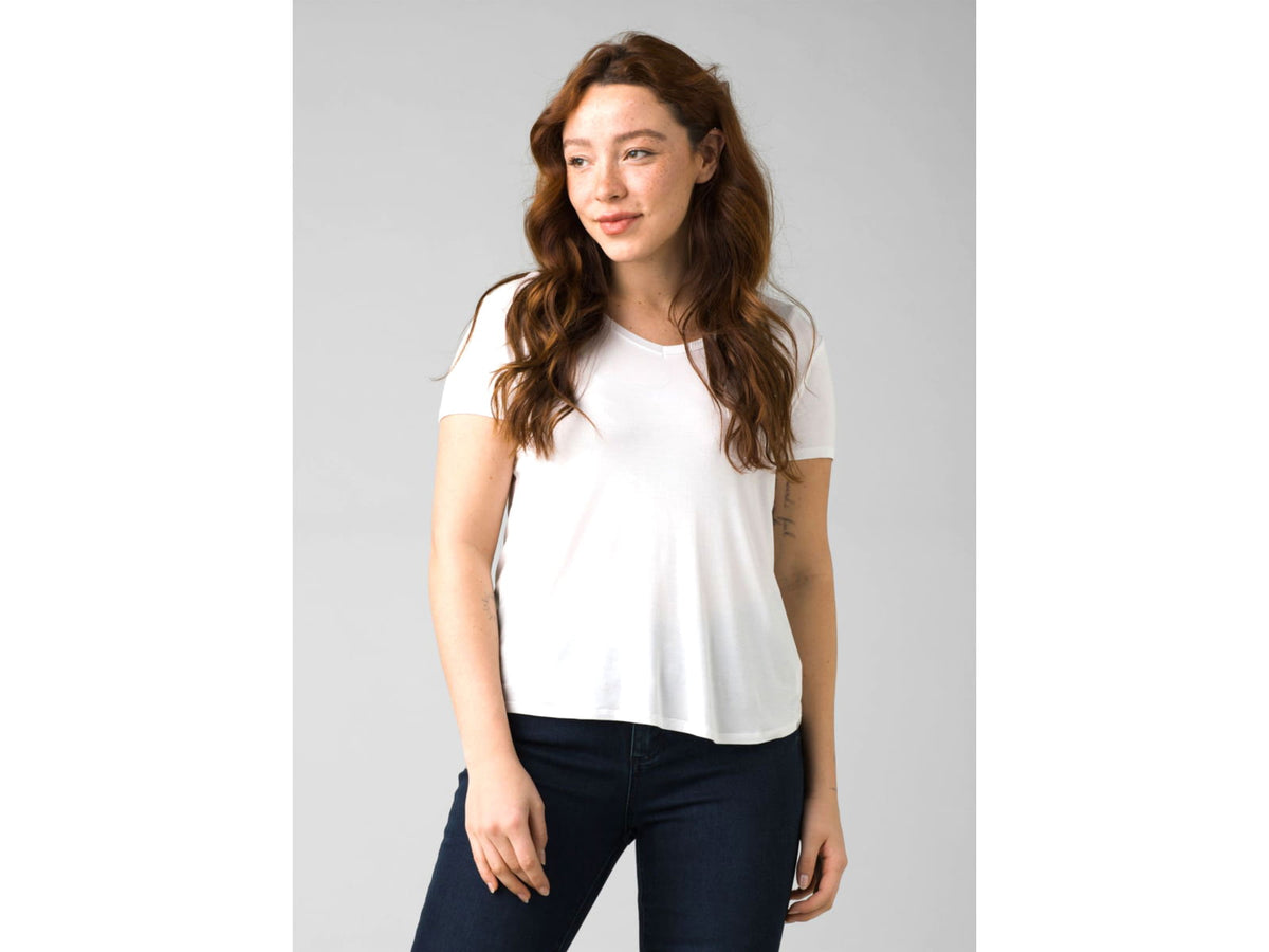 prAna Foundation Short Sleeve V-Neck - Women's White Extra Small