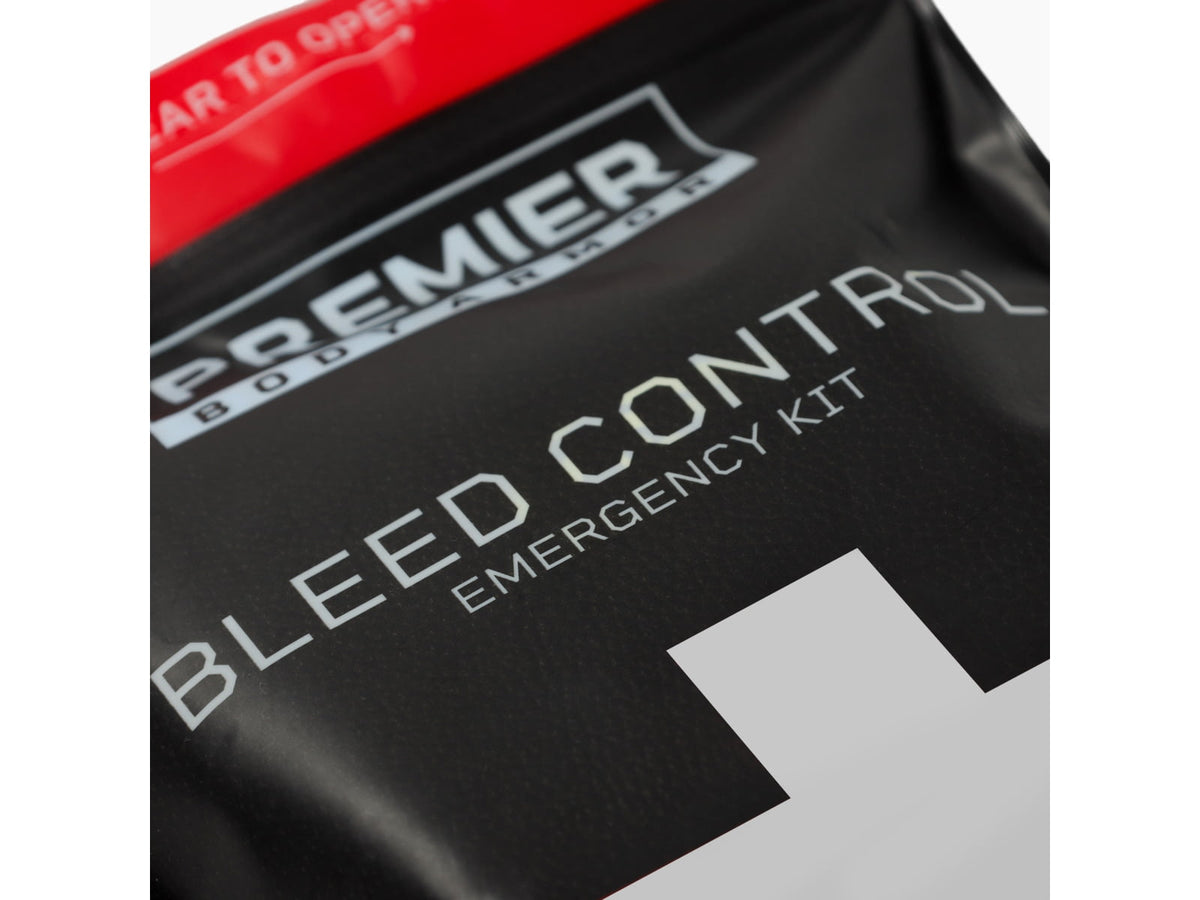 Premier Body Armor PBA Bleed Control Kit Standard Gauze Black/Red 9x6 inch STAT-BC Kit 2.0