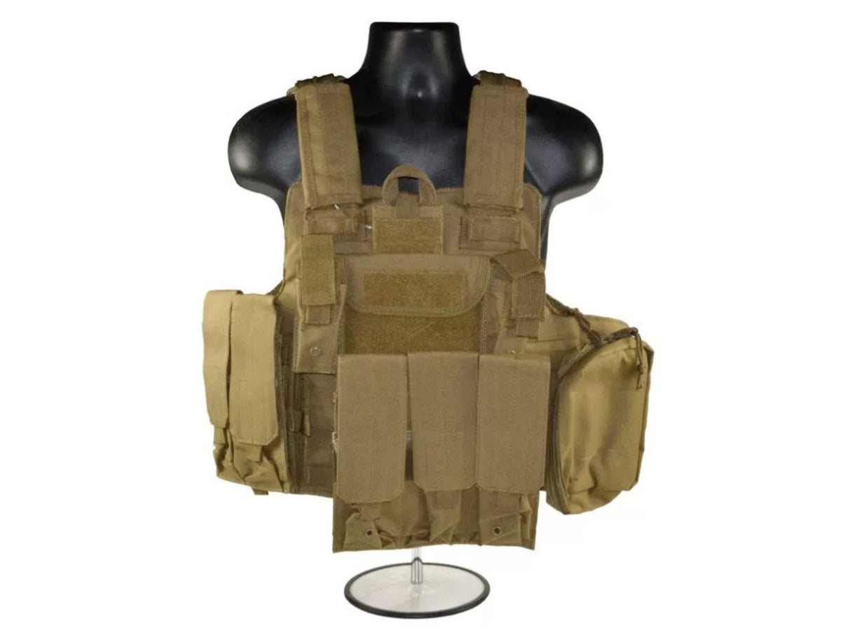 Sniper Cross Draw Tactical Multi Function Vest Tan ASVT02-T