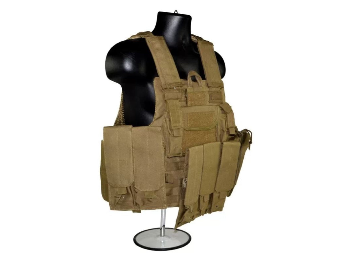 Sniper Cross Draw Tactical Multi Function Vest Tan ASVT02-T