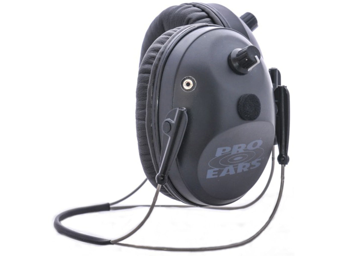 Pro Ears Pro Tac Plus Gold Low Profile NRR 26 Earmuffs Behind Head w/ Lithium Batteries Black
