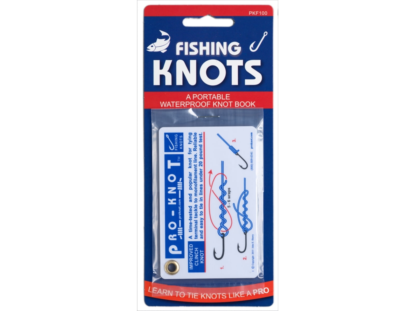 Pro-Knot Fishing Knot Cards Includes The 12 Best Fishing Knots Waterproof Plastic Cards Attached With A Grommet PKF101