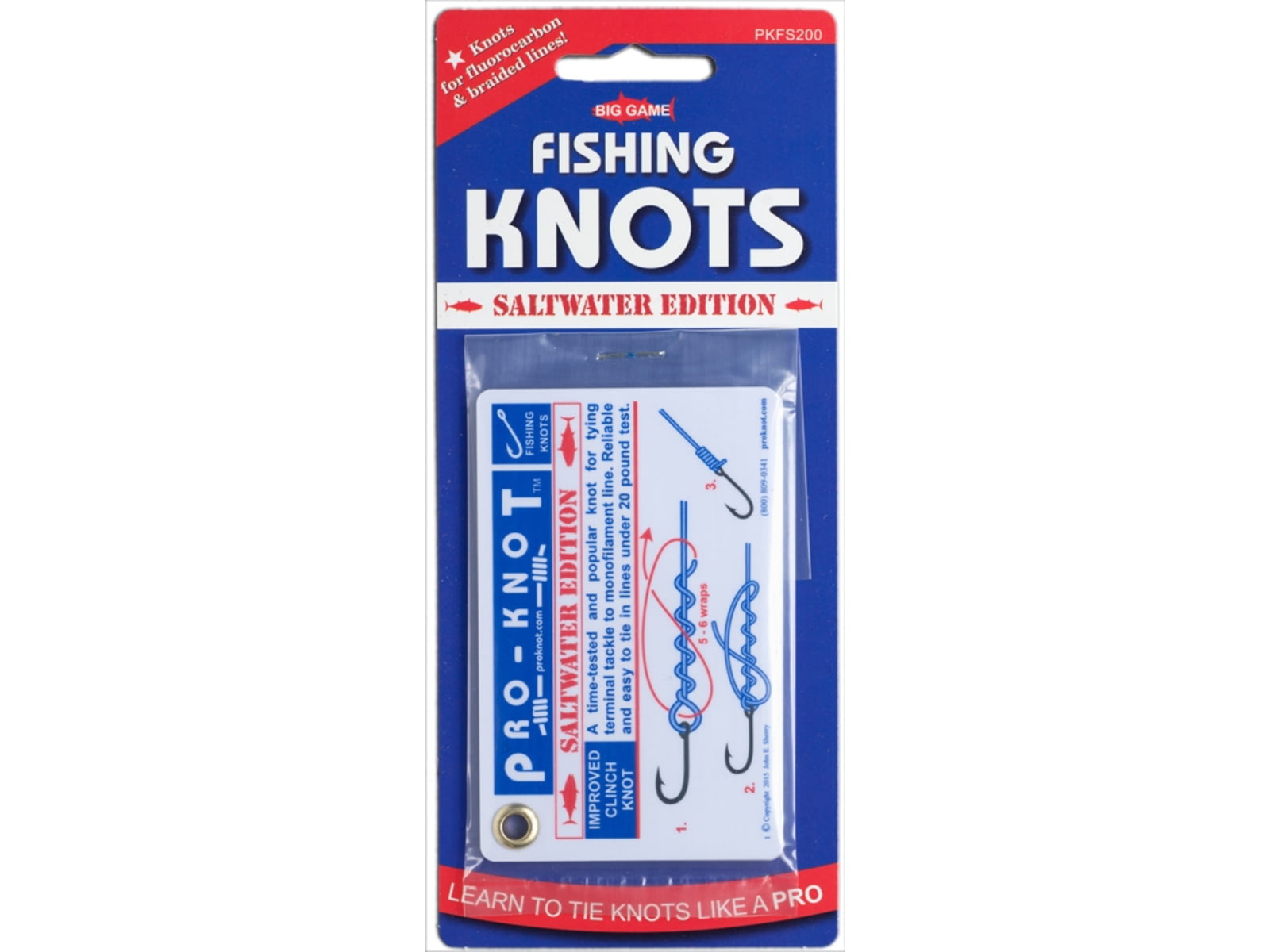 Pro-Knot Saltwater Fishing Knot Cards Includes The 12 Best Saltwater Fishing Knots Waterproof Plastic Cards Attached With A Grommet PKFS200