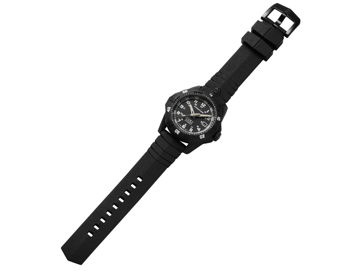 ProTek Model PT1211 USMC Analog Watch 42mm Case Diameter Carbon Composite Bezel Black Rubber Strap PT1211