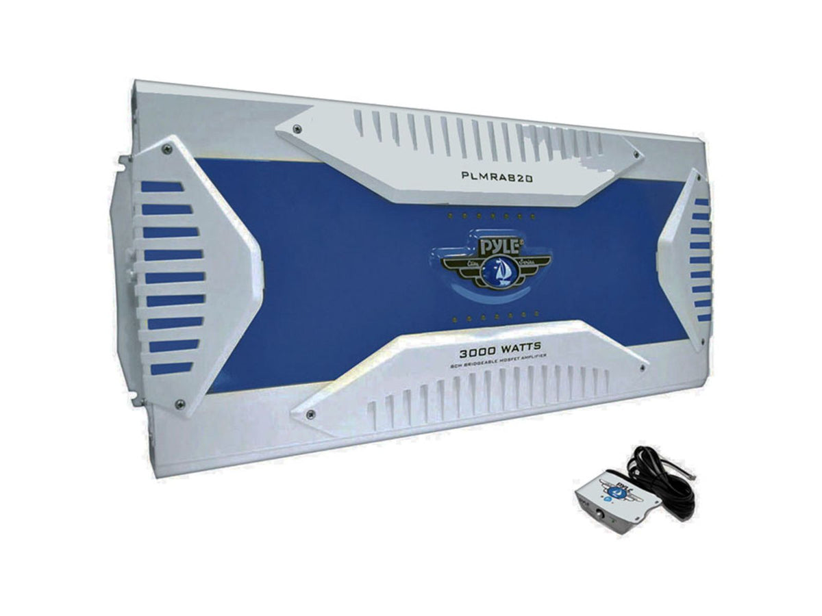 Pyle 8 Channel Marine Amplifier White/Blue PLMRA820
