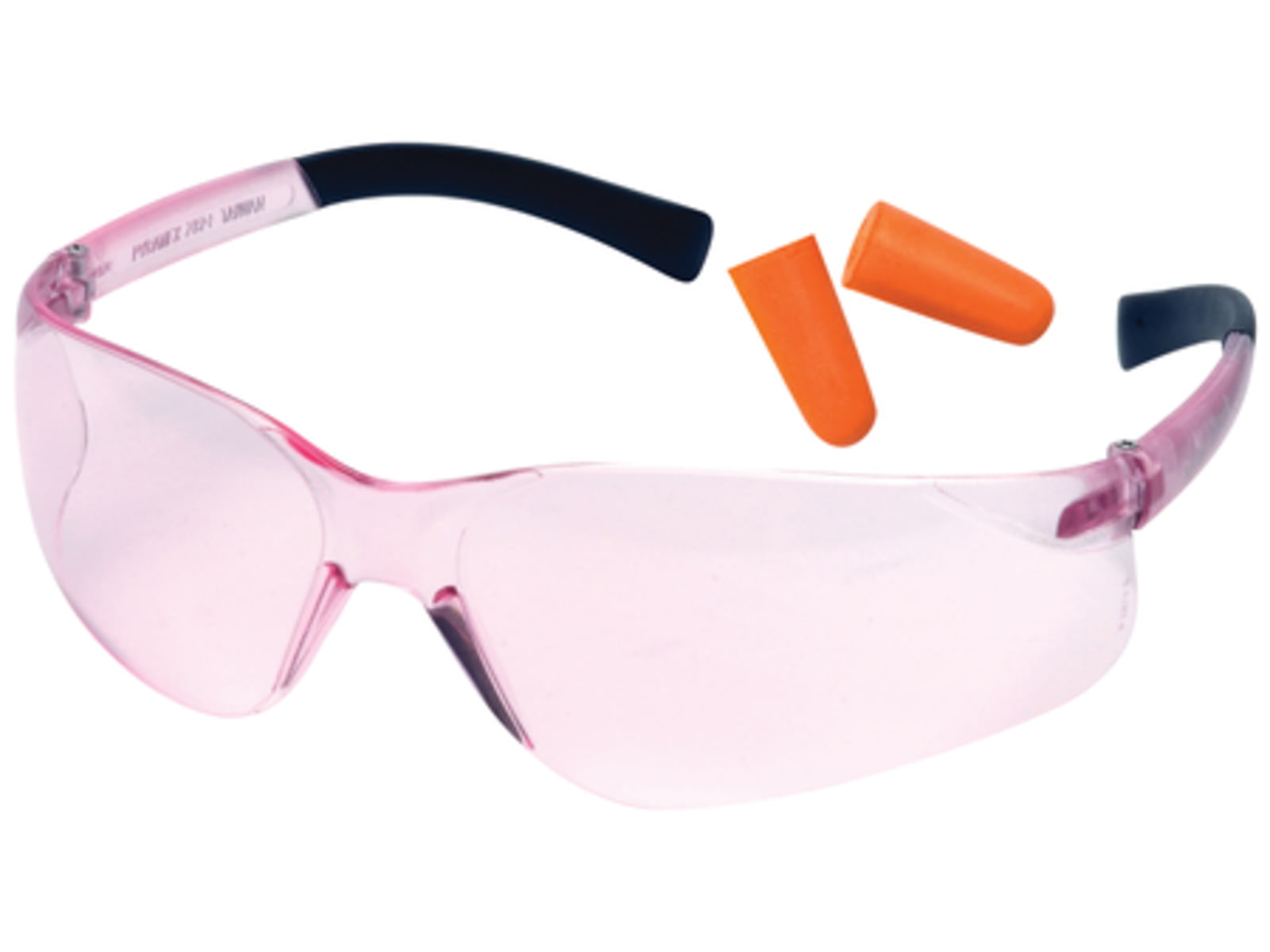 Pyramex Mini-Ztek Safety Glasses And DP1000 Ear Plug Combo Pink Lens Pink Frame Ten Pack