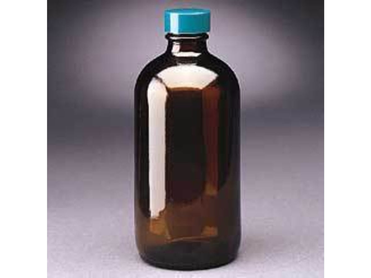 Qorpak Boston Round Bottles Amber Narrow Mouth Qorpak GLC-01926 With Fluoropolymer Resin-Lined Green Thermoset Cap