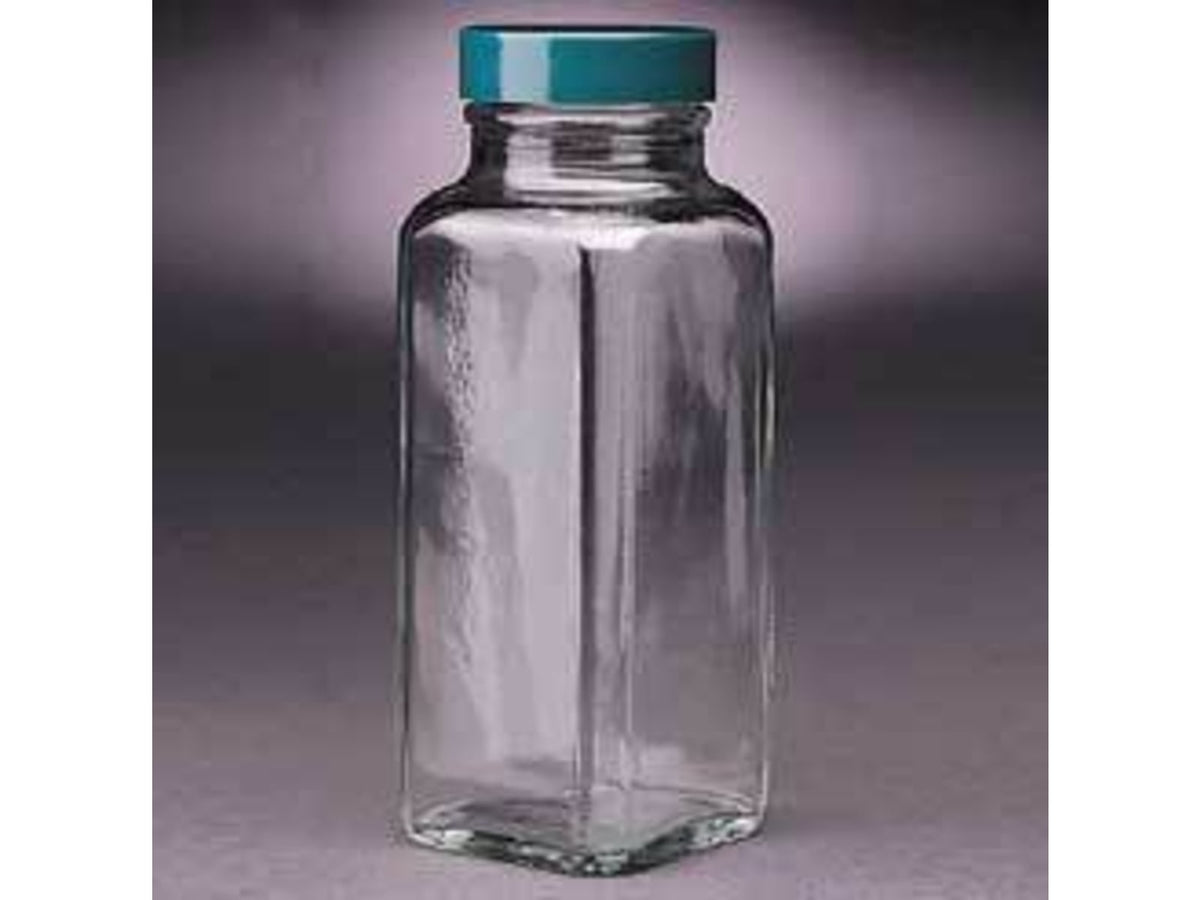 Qorpak French Square Bottles Wide Mouth Qorpak GLC-01336 With Fluoropolymer Resin-Lined Green Thermoset Cap