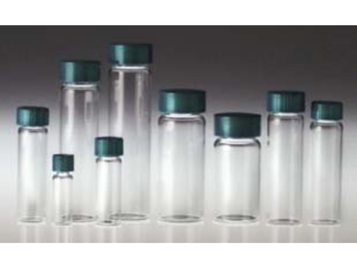 Qorpak Sample Vials Clear and Amber Borosilicate Glass Screw-Thread Qorpak GLC-00980 With Fluoropolymer Resin-Lined Caps