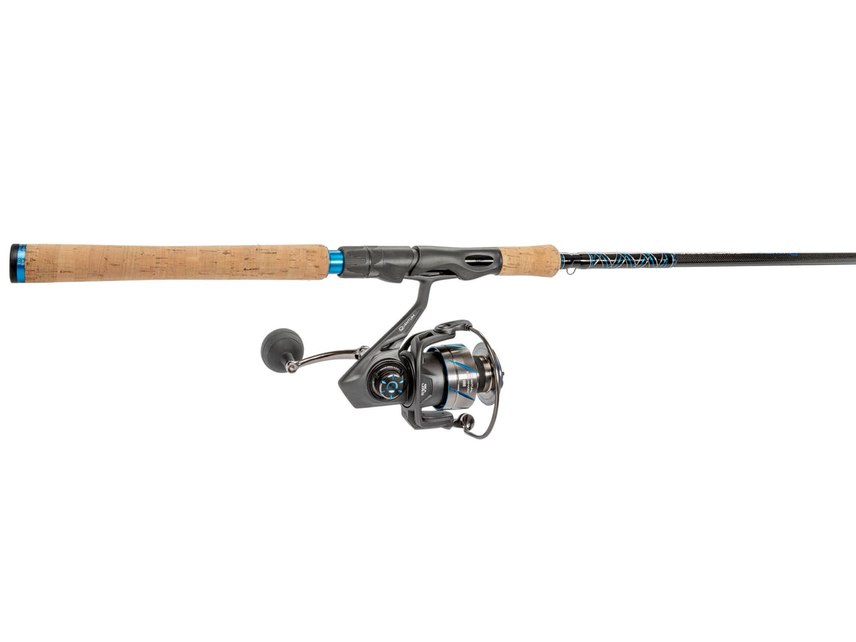 Quantum Benchmark Spinning Reel and Rod Combo 7ft 1-PC Medium Fast Rod Graphite Composite Blank SZ 4000 Reel 5+1 Bearings 6.2-1 Ratio Silver/Blue