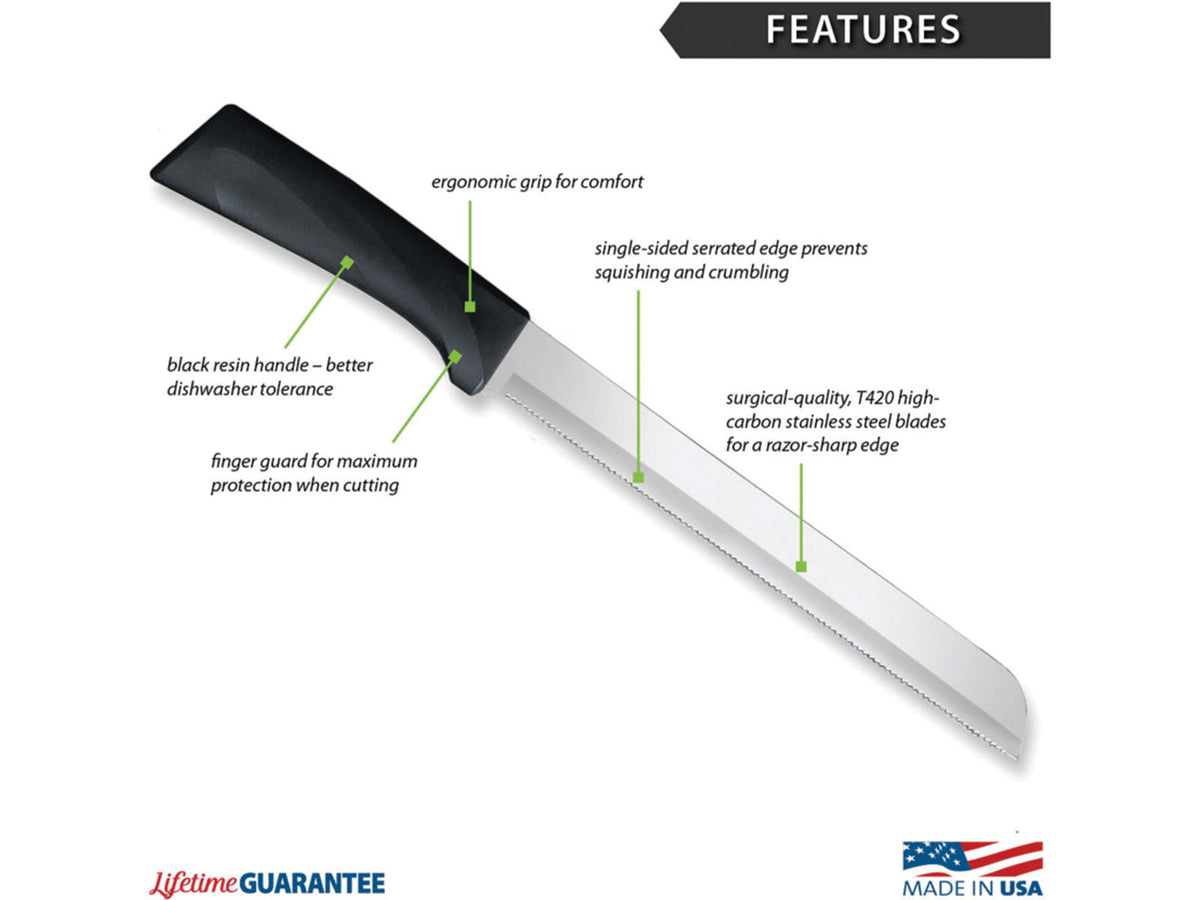 Rada Cutlery Anthem Bread Knife 8" Blk Bag RDCW443