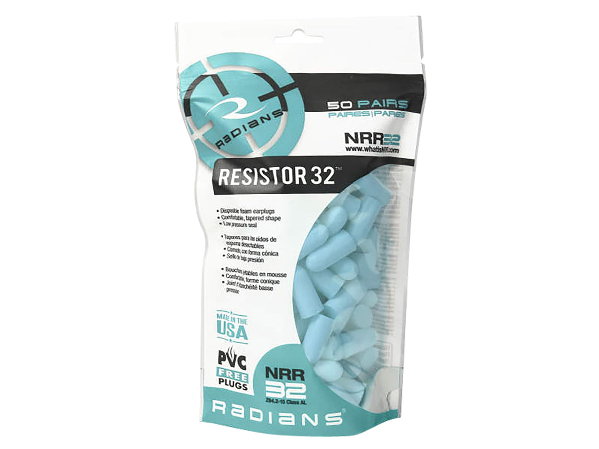 Radians FP70ABG/50 Resistor Earplugs Foam 32 dB In The Ear Aqua Blue Adult 50 Pair